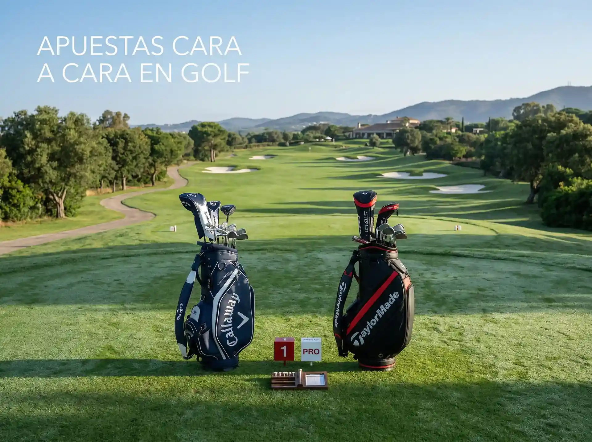 Dos golfistas profesionales compitiendo en enfrentamiento directo durante torneo de golf